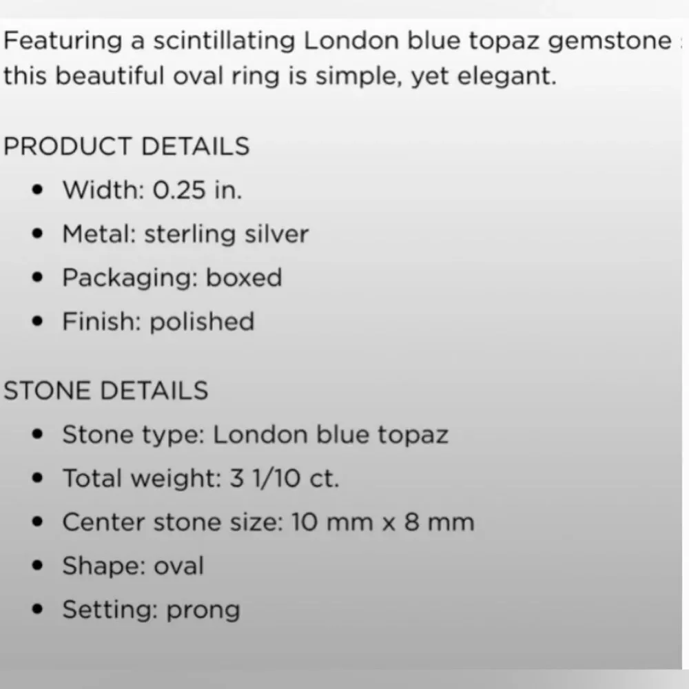 Sz 8 NEW *London Blue*  Oval  3+ CTW Topaz 925 Sterling Silver Ring